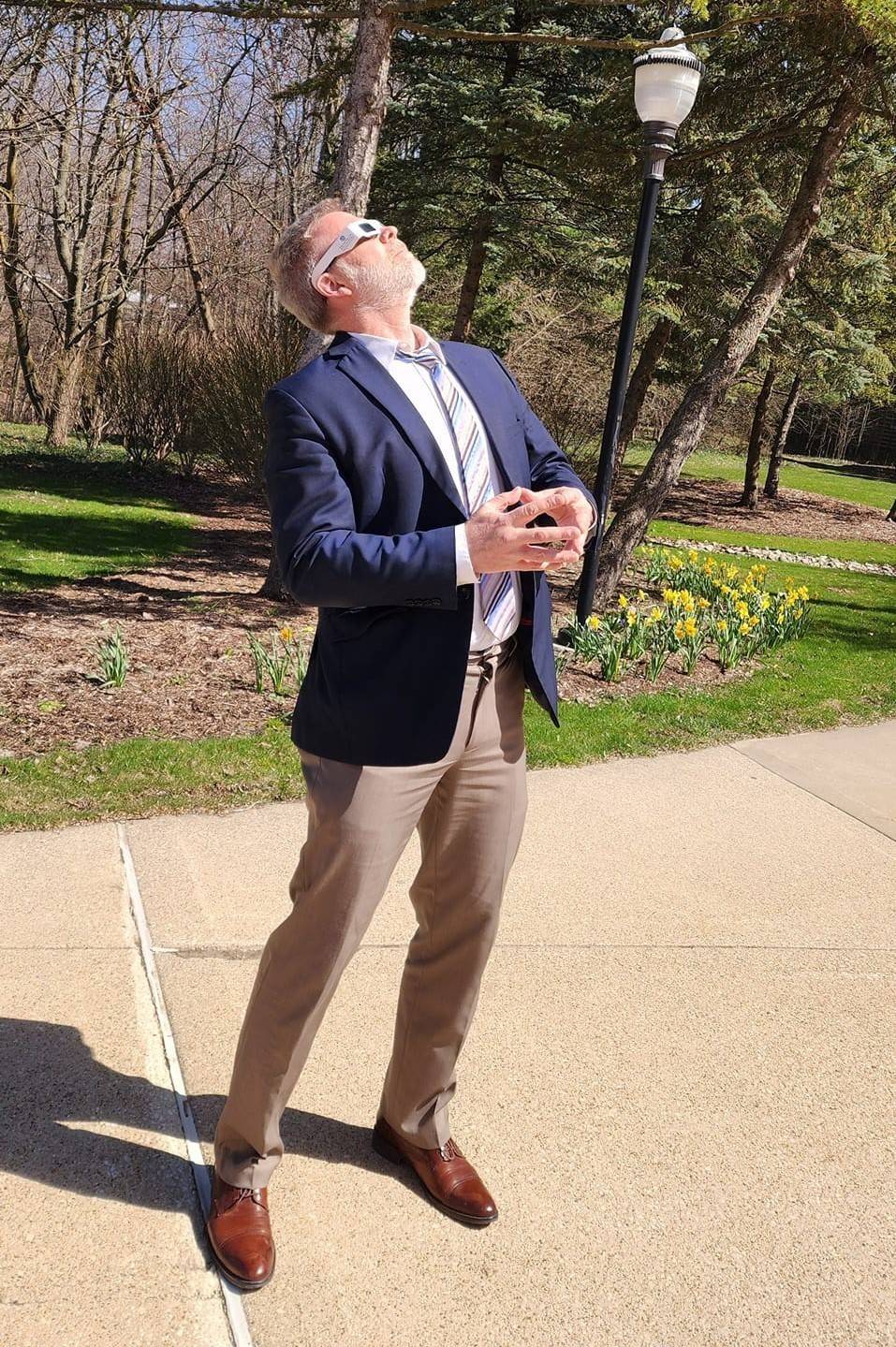 Dean Mark Schaub staring at the sun (with protective eyewear, of course).